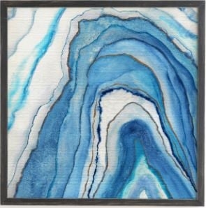 AGATE INSPIRED WATERCOLOR ABSTRACT 02 Wall Art - 30" x 30" - Weathered Black Frame- No mat - Image 0