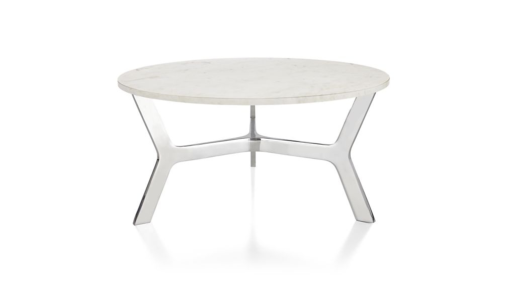 Elke Round Marble Coffee Table with Polished Aluminum Base - Image 0