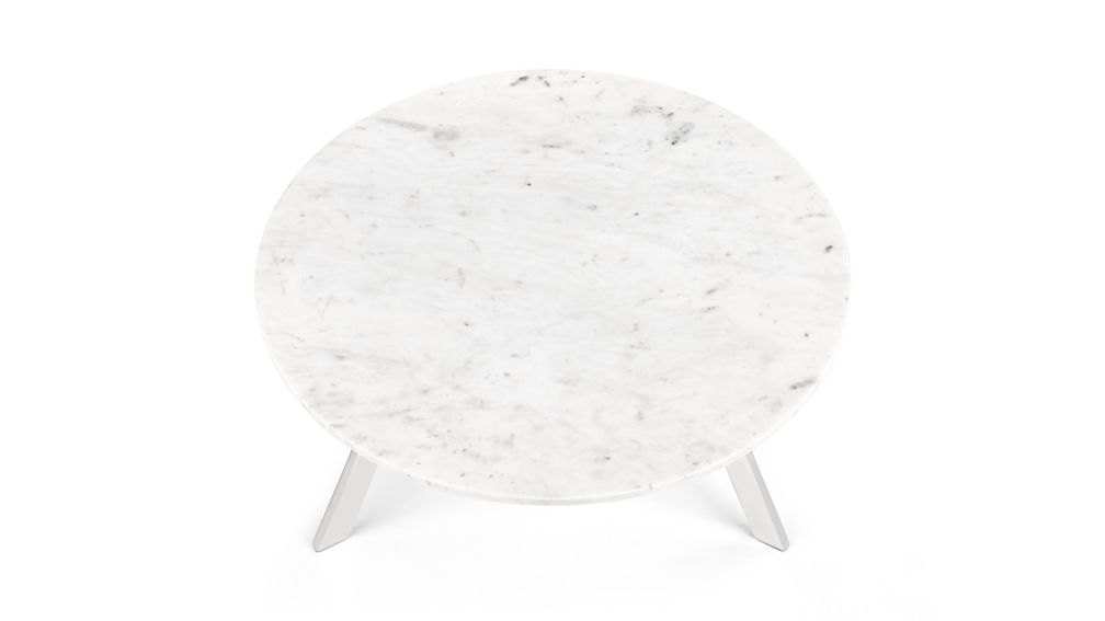 Elke Round Marble Coffee Table with Polished Aluminum Base - Image 1