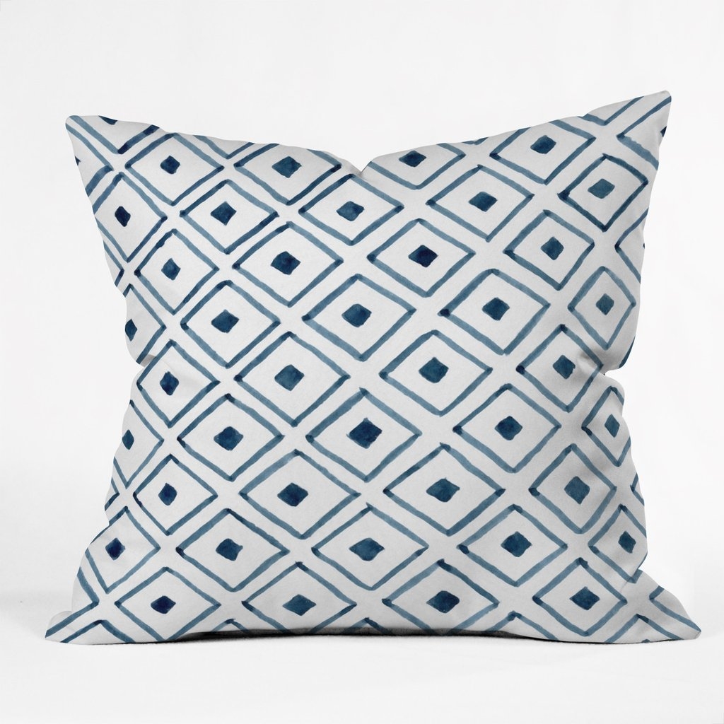 INDIGO ASCOT Throw Pillow - 20" x 20" - Pillow Cover With Insert - Image 0