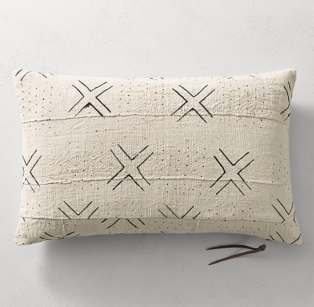Handwoven African Mud Cloth X DOT Pillow Cover - Natural - 13" x 21" - No Insert - Image 0