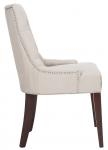 Amanda 19''H Linen Tufted Chair - Nickel Nail Heads - Taupe/Cherry Mahogany - Arlo Home - Image 1