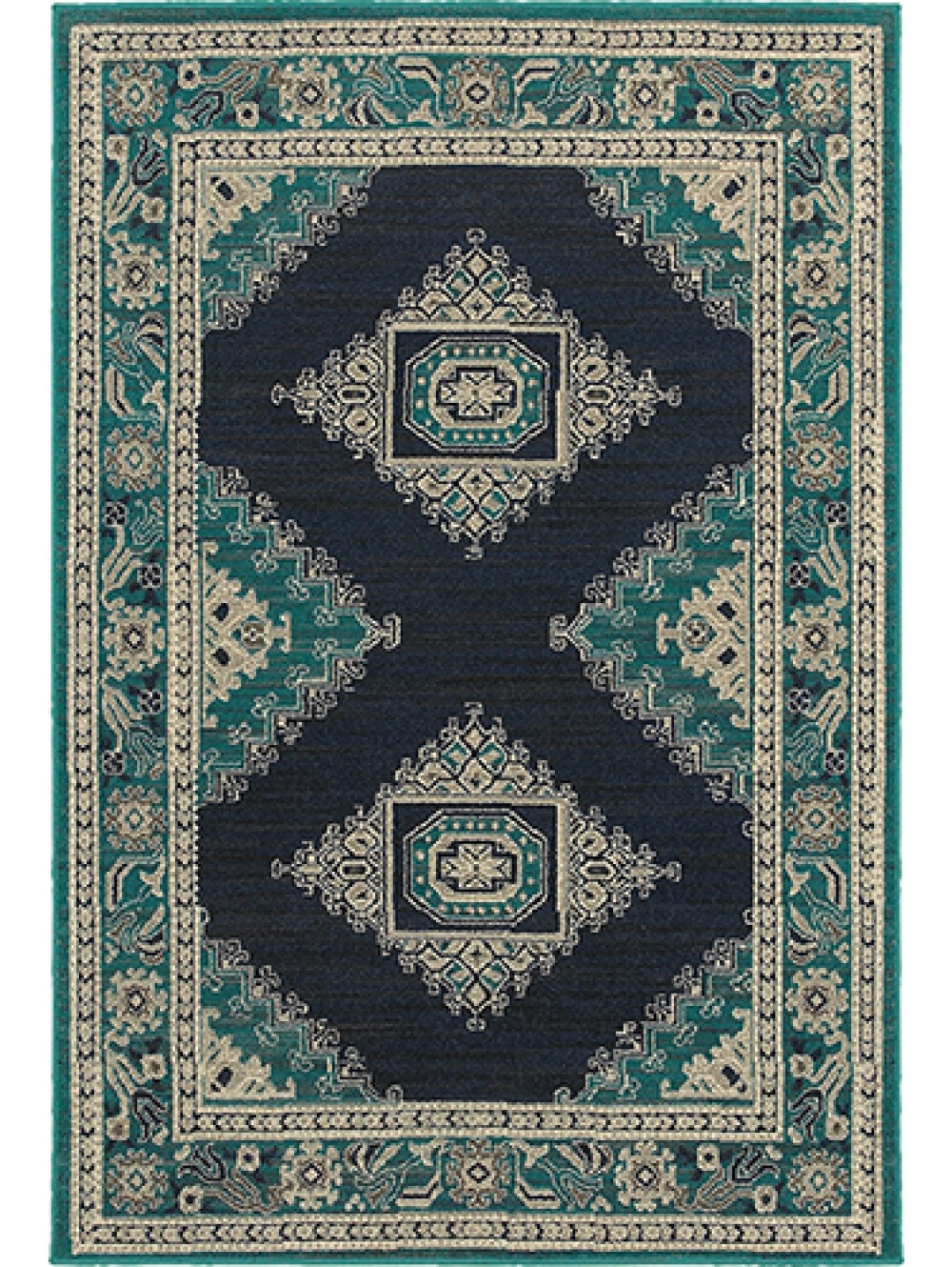 EVELINE RUG, TEAL AND NAVY -7'10"x10'10" - Image 0