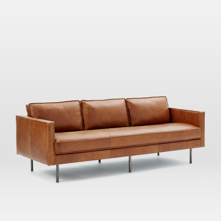 Axel Leather Sofa (89") Saddle - Image 0