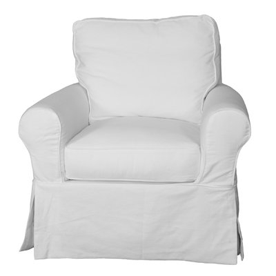 Callie Slipcovered Swivel Arm Chair - White - Image 0