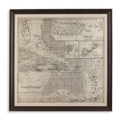 Map of Caribbean Framed Graphic Art - Image 1