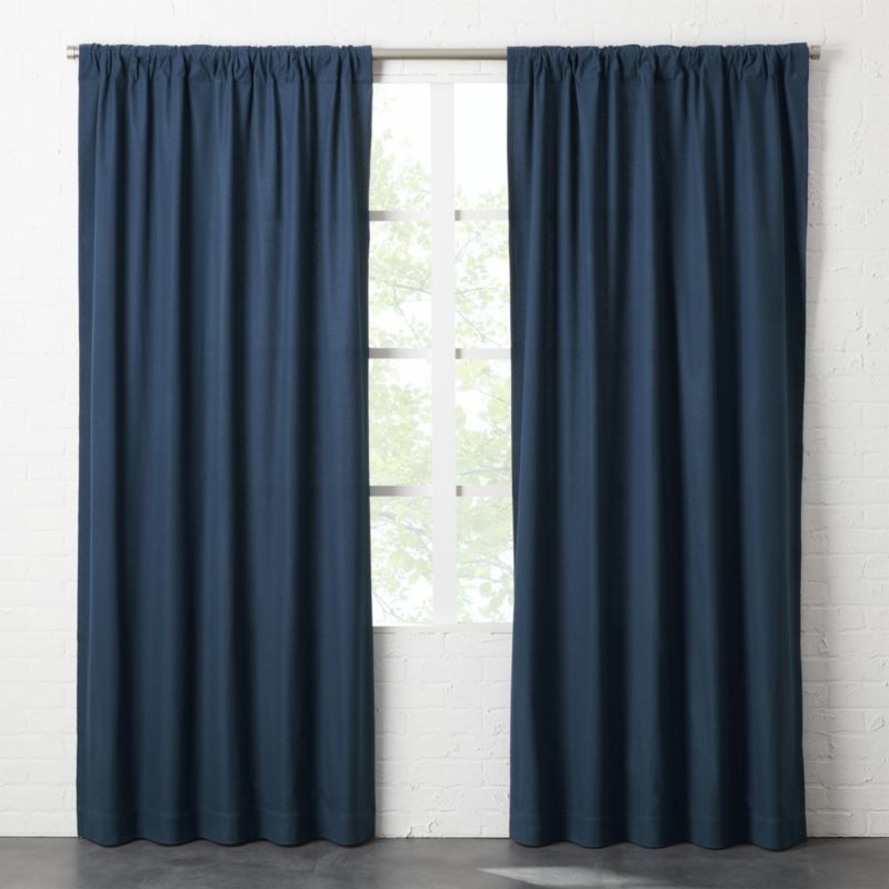 "Navy Blue Basketweave II Curtain Panel 48""x108""" - Image 1