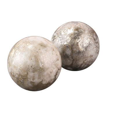Silver/Gold Marble Orb Sculpture - Image 1