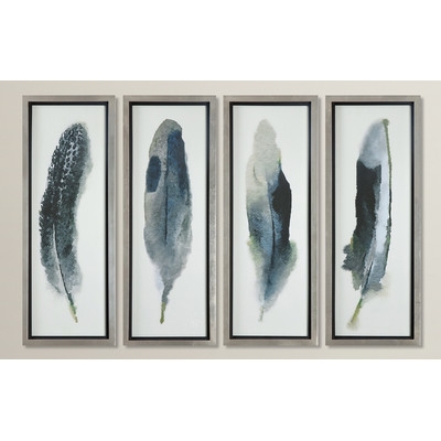 Feathered Beauty Prints 4 Piece Framed Graphic Art Set - Image 1