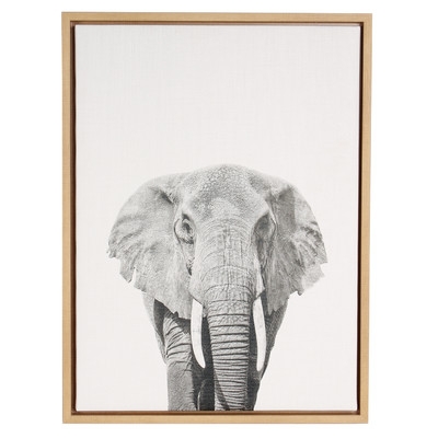 Sylvie 'Elephant Black and White Portrait' by Simon Te Tai Framed Photographic Print on Wrapped Canvas - Image 0