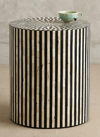 Rounded Inlay Side Table - Black / White - Image 3