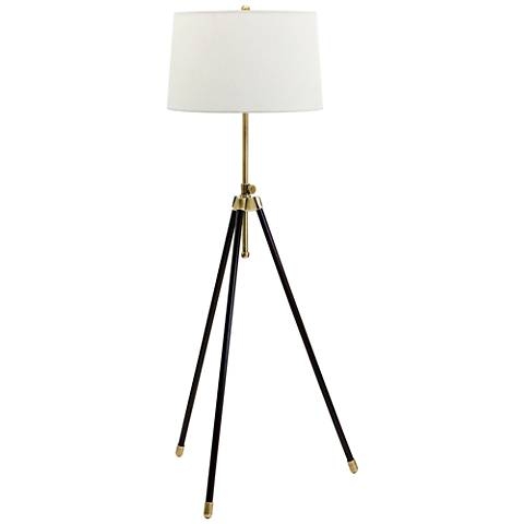 House of Troy Adjustable Antique Brass Tripod Floor Lamp - Image 0