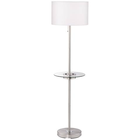 Caper 60 1/2" Nickel Tray Table USB and Outlet Floor Lamp - Image 0