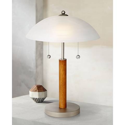 Orbital Brushed Steel and Wood Table Lamp - Image 0