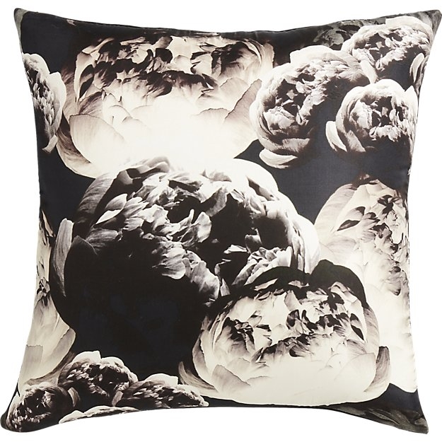 23" black floral pillow - Image 0