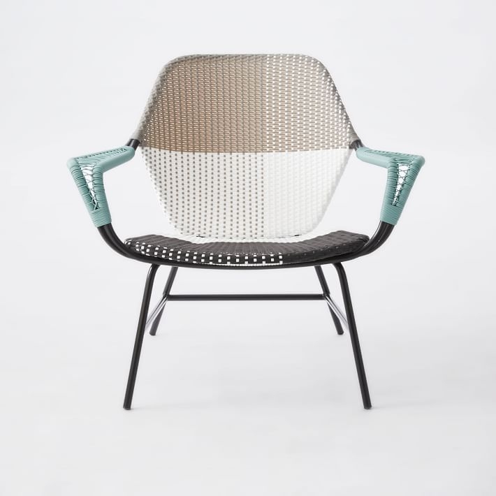 All-Weather Wicker Colorblock Woven Lounge Chair - Gray Tonal - Image 0