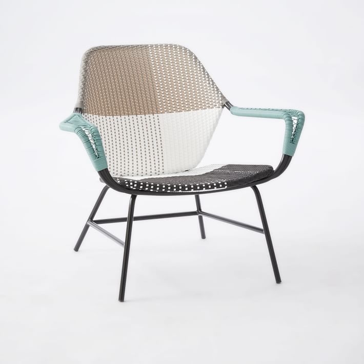 All-Weather Wicker Colorblock Woven Lounge Chair - Gray Tonal - Image 1