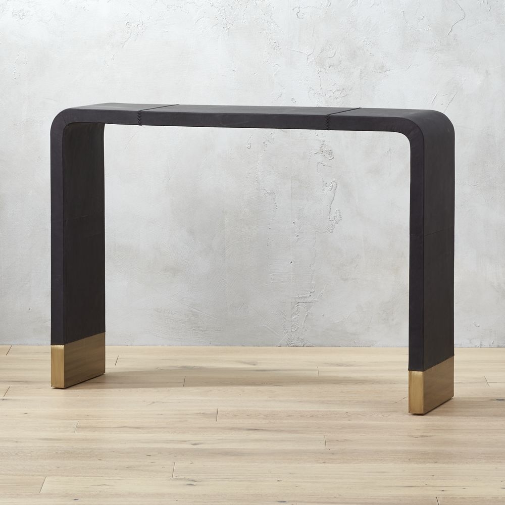 Tyler Leather Console Table With Stitch Detail RESTOCK IN MID APRIL, 2021 - Image 0