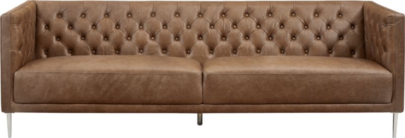 Savile Dark Saddle Brown Leather Tufted Sofa - Image 1