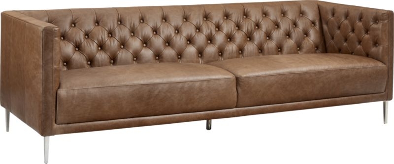 Savile Dark Saddle Brown Leather Tufted Sofa - Image 2