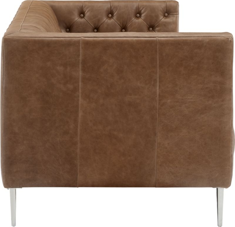 Savile Dark Saddle Brown Leather Tufted Sofa - Image 3