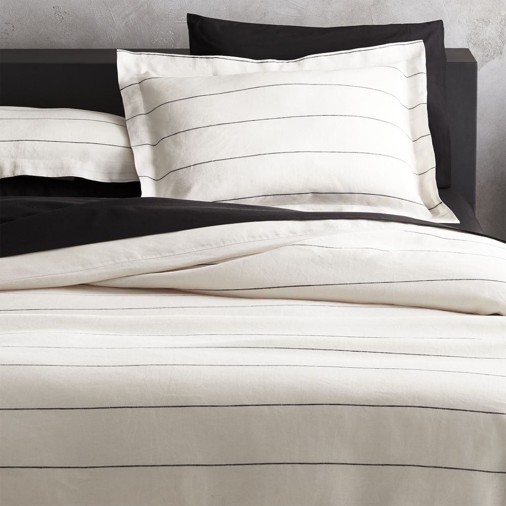 Linen Pinstripe Duvet Cover King - Image 0