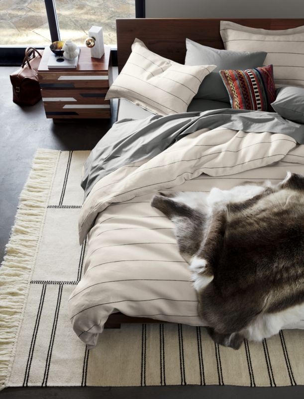 Linen Pinstripe Duvet Cover King - Image 1