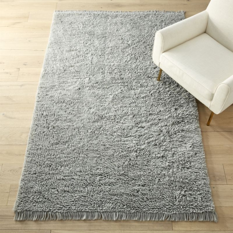 Plush Wool Shag Grey Rug 9'x12' - Image 1