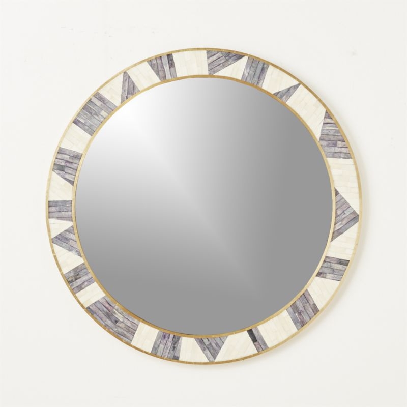 Grace Bone Inlay Round Wall Mirror 32" - Image 0