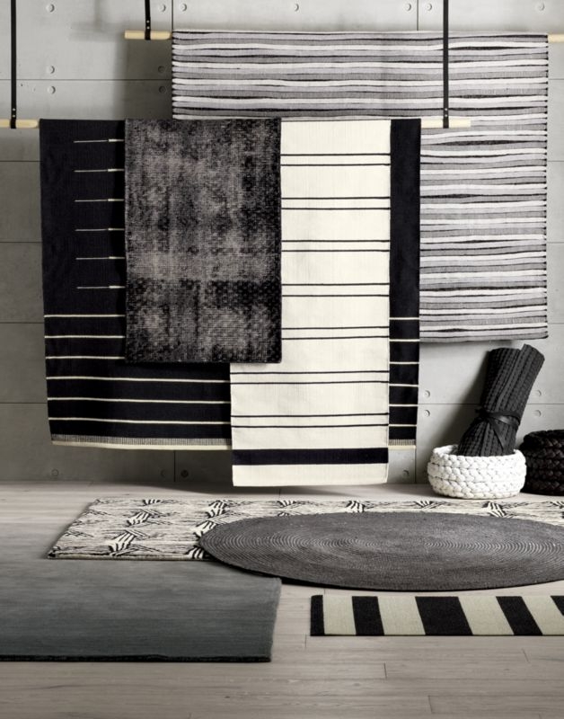 Black with White Stripe Rug 8'x10' RESTOCK Early April 2022 - Image 1