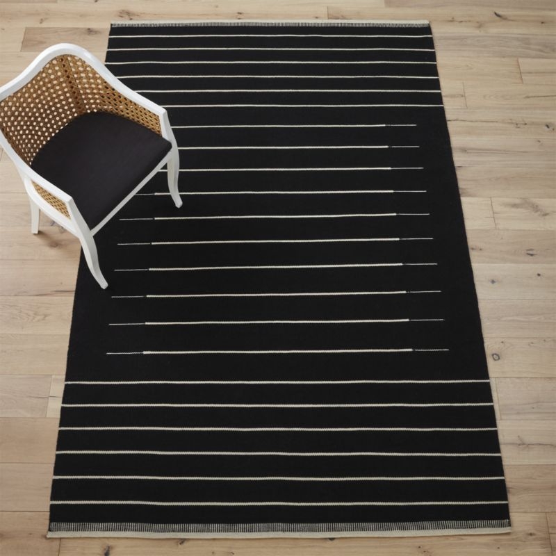 Black with White Stripe Rug 8'x10' RESTOCK Early April 2022 - Image 4
