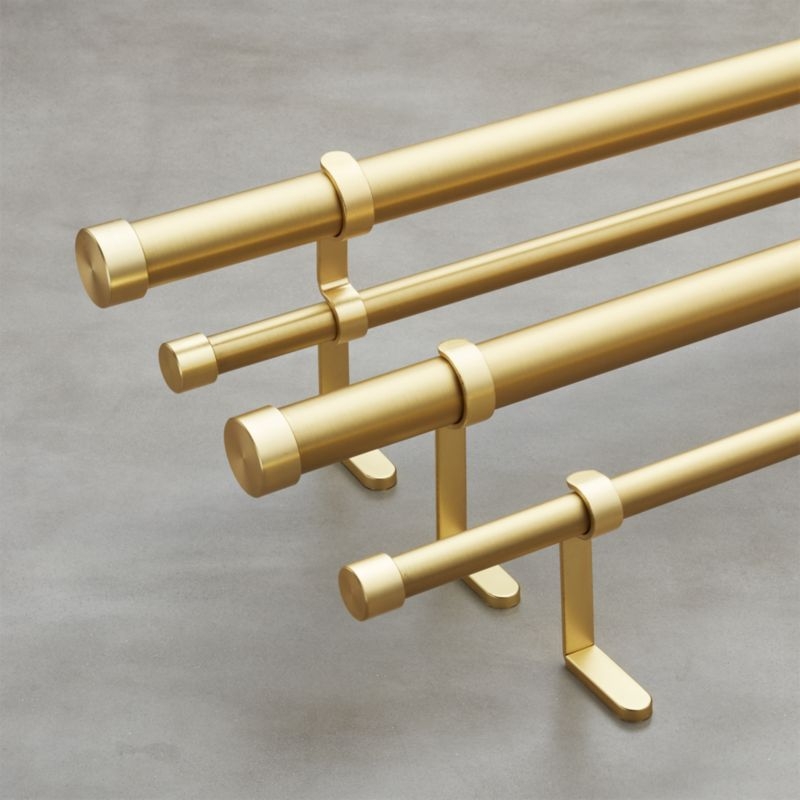 "Brushed Brass Double Rod Curtain Rod Set 88""-120""" - Image 1