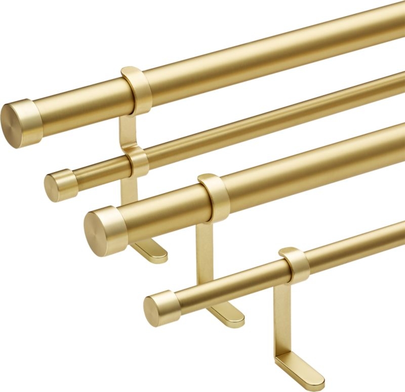 "Brushed Brass Double Rod Curtain Rod Set 88""-120""" - Image 2