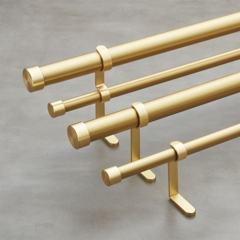 "Brushed Brass Double Rod Curtain Rod Set 28""-48""" - Image 1