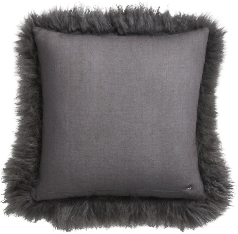 "16"" Mongolian Carbon Sheepskin Pillow with Feather-Down Insert" - Image 3