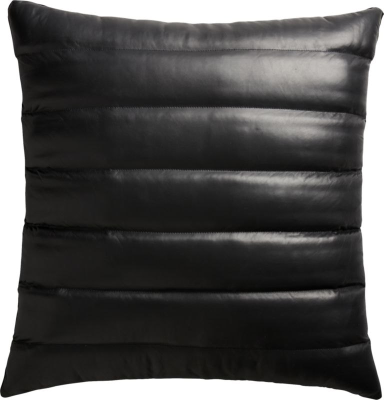 "23"" Izzy Black Leather Pillow with Feather-Down Insert" - Image 2