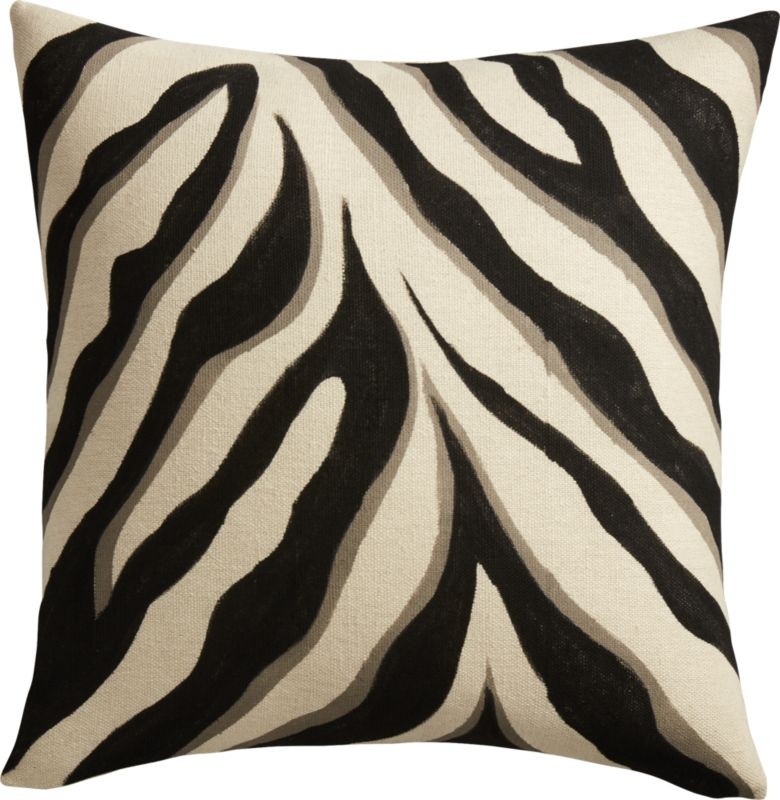"23"" Handpainted Zebra Pillow with Down-Alternative Insert" - Image 4