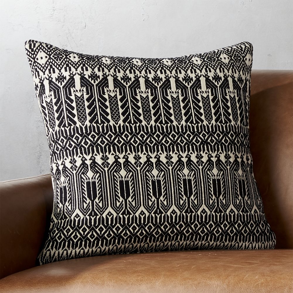 "18"" Izel Black and White Fair Isle Pillow with Feather-Down Insert" - Image 0