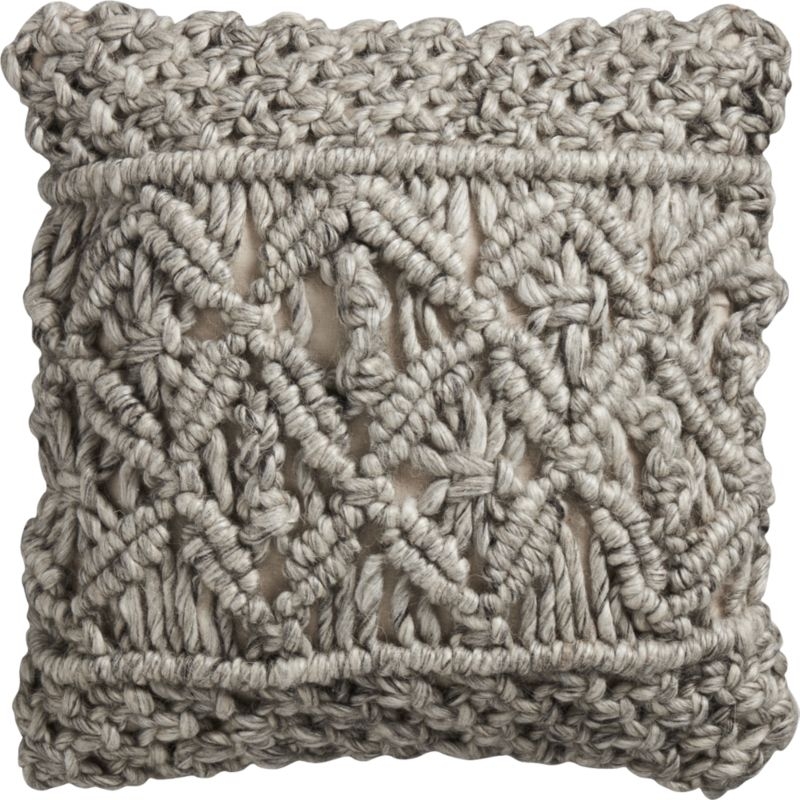 16" Esther Grey Knit Pillow with Down-Alternative Insert - Image 3