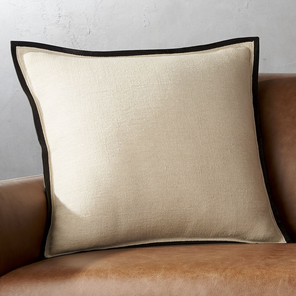 "20"" Delaney Beige Linen Pillow with Down-Alternative Insert." - Image 0