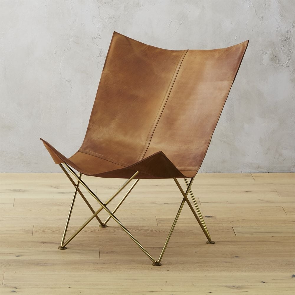 Brown Leather Butterfly Chair - Image 0