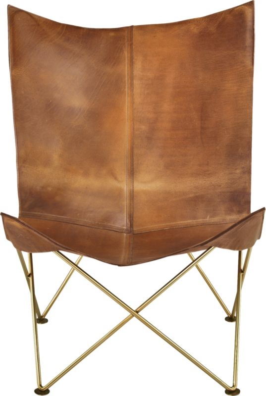Brown Leather Butterfly Chair - Image 1