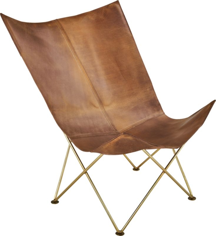 Brown Leather Butterfly Chair - Image 2