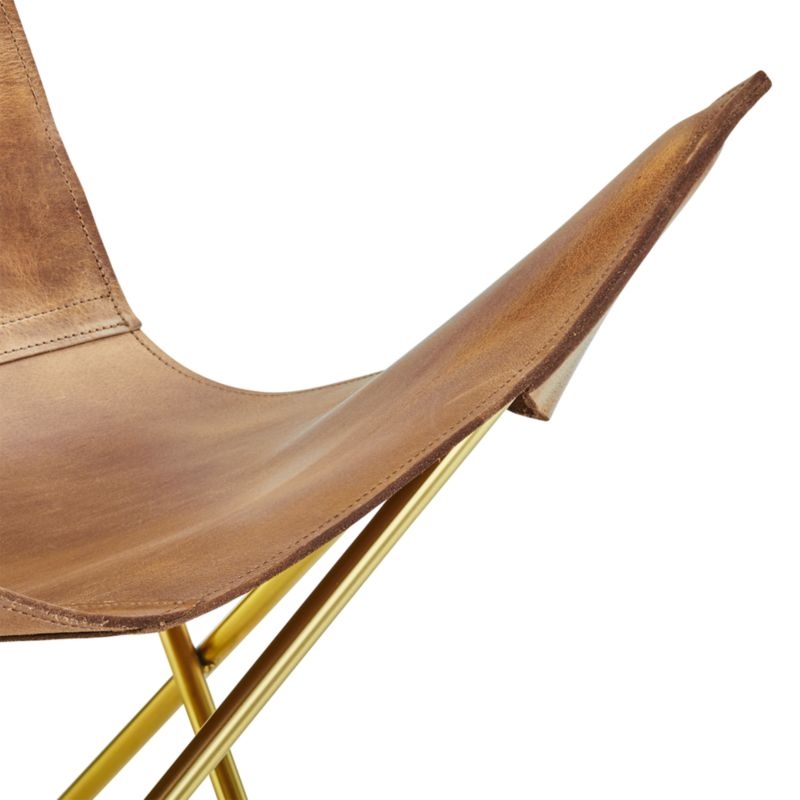 Brown Leather Butterfly Chair - Image 5