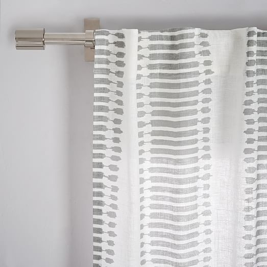 Striped Ikat Curtain - Platinum - Image 1