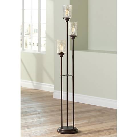 Franklin Iron Works Libby Bronze and Seeded Glass 3-Light Tree Floor Lamp - Image 0