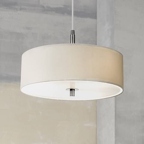Possini Euro 16" Wide White Brushed Nickel Modern Pendant Light - Image 0