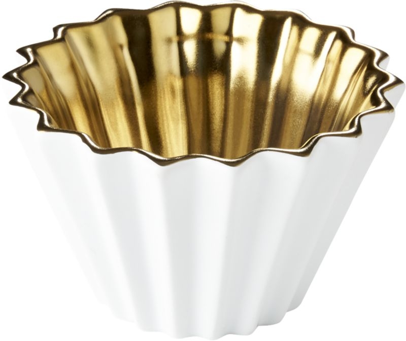 Crinkle White and Gold Bowl - Image 6