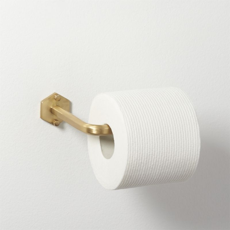 Hex Brass Wall Mounted Toilet Paper Holder - Image 3