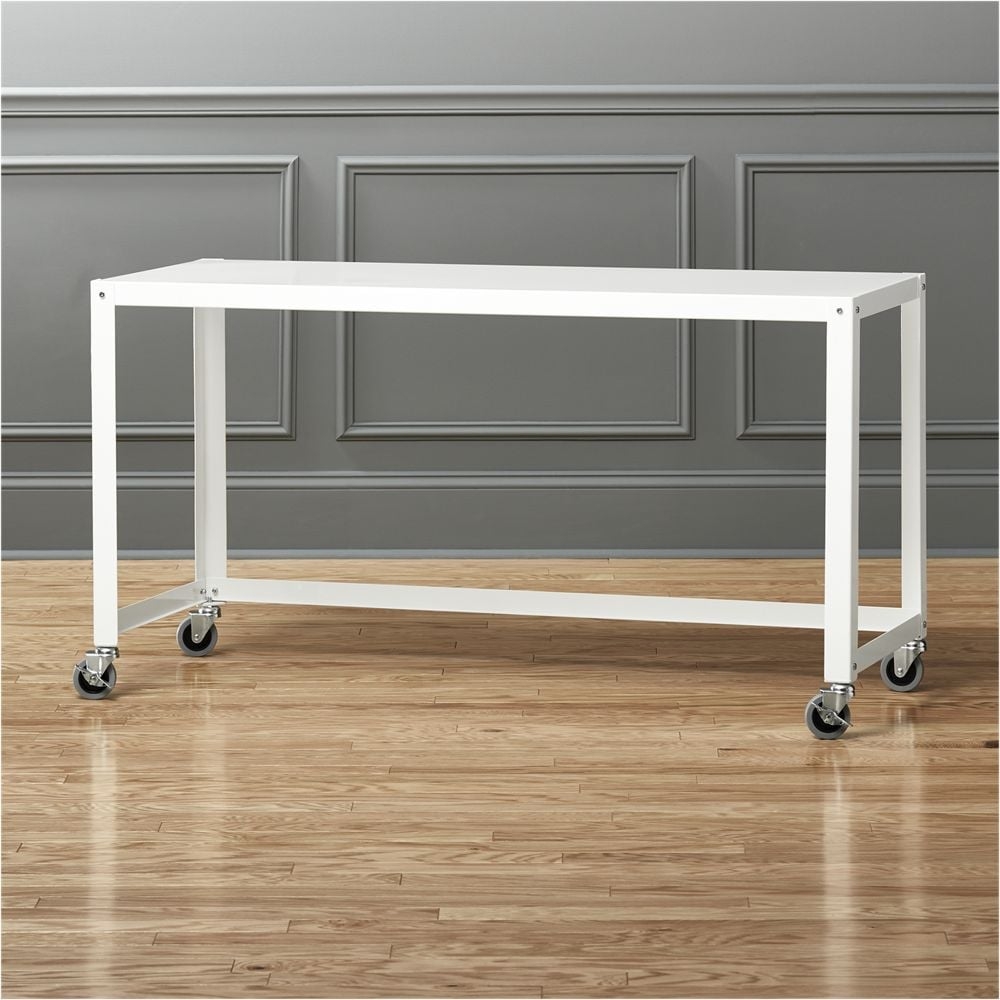 go-cart white rolling console table - Image 0